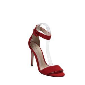 Massimo Matteo Womens Suede Stiletto Peep Toe Ankle Strap Heels Red Size 6